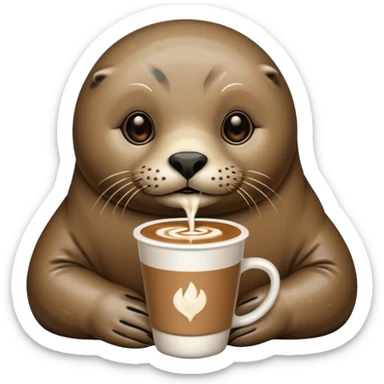 Seal with a latte sticker