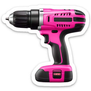 Realistic hot pink cordless power drill tool isolated.  sticker