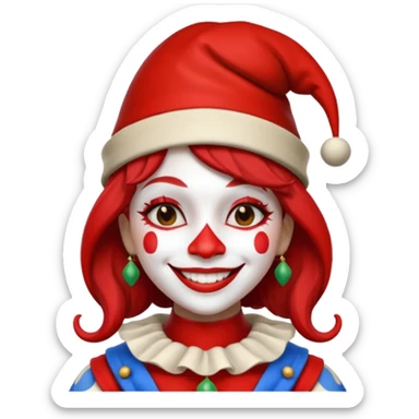 Jester female, black and red and white sticker