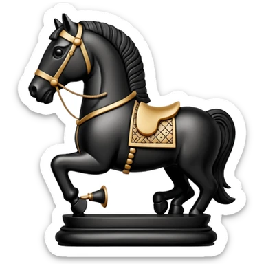 Black Trojan horse chess piece sticker