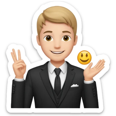 Young man wishing luck sticker