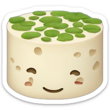 round tofu with a grid pattern on top sticker
