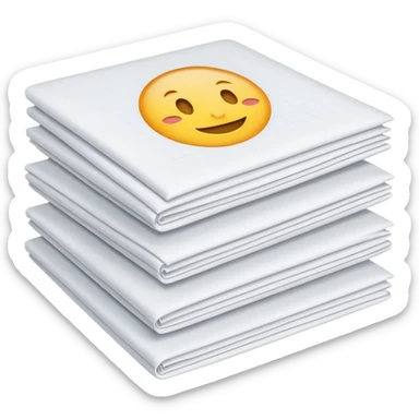 neatly stacked bundle of A4 white sheets, squared edges, slight shadowing, soft lighting, subtle shadows, emoji scale sticker