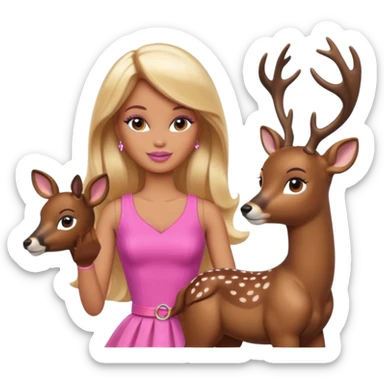 brown skin blonde barbie with deer sticker