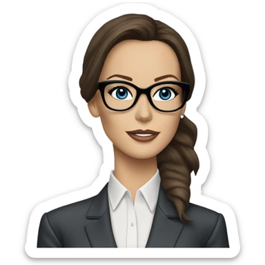  Realistic classy photo Kate Beckinsale blue eyes wearing glasses in a business meeting high fashion  sticker