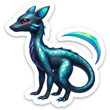 Scaley Exotic Salandit-Aurorus-Umbreon-Fakémon-hybrid-creature (full body)  sticker