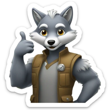 silver fox thumbs up sticker