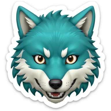 teal wolf head sticker