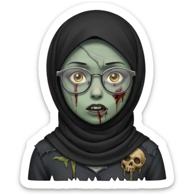 Black hijab zombie girl with glasses sticker