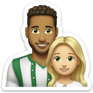 Romeo Santos with blond girl and green eyes and their children sticker