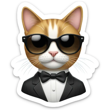 cat wearing a tuxedo and sunglasses sticker