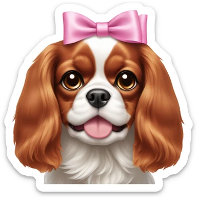 Cavalier King Charles Spaniel with pink bows on its ears sticker
