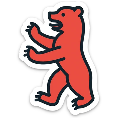 icon of Berlin with a stylized Berlin Bear, bold lines, flat colors, no text, suitable for mobile app icon sticker