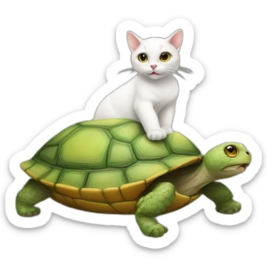 Cat on a turtle sticker