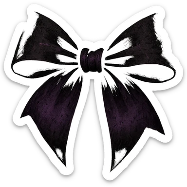 emo-style bow, black and purple, moody, no background sticker