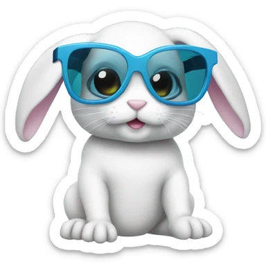swimming baby rabbit with swimming glasses  sticker