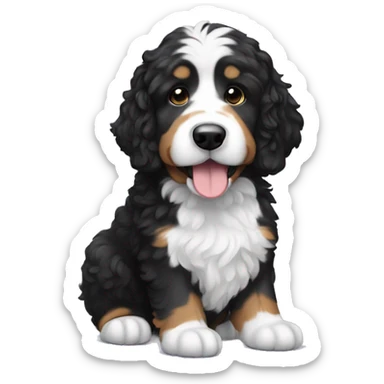 Black and white bernedoodle sticker