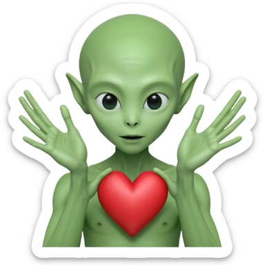 Alien from the movie Alien making heart sign with hands sticker