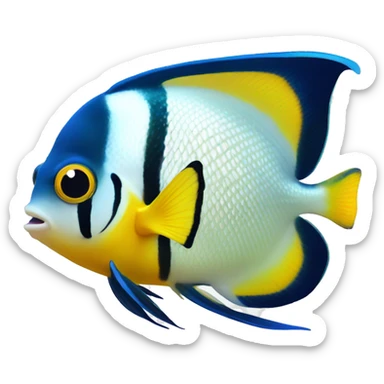 angel fish- front facing side, smiling, big eyes no background sticker