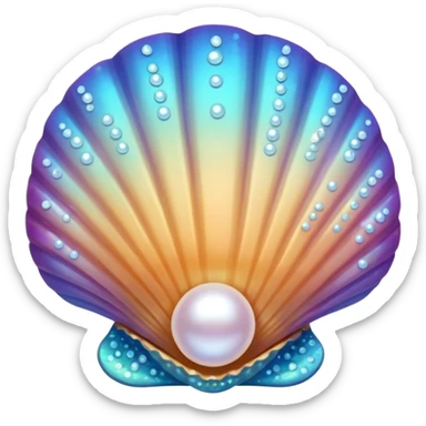 Sea shell with a pearl with sparkles and cute sticker