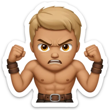 A man angry slanging a belt to someone’s behind sticker