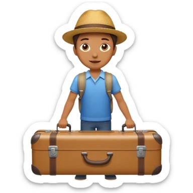 realistic tourist with a suitcase sticker
