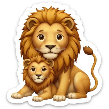 A lion with his cub. sticker