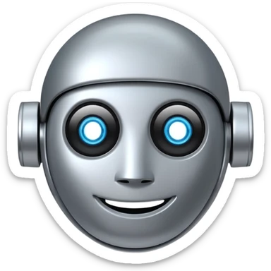 robot with a smiling face and sparkles sticker