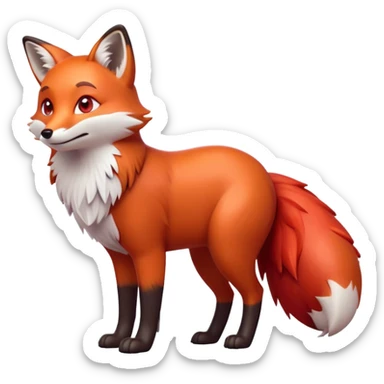 cinematic-noble [fox]-realistic-full-body-standing on all fours-emoji,-tail-tucked-close,-head-tilted-dramatically,-fox-[red]-fur,-simplified-yet-realistic-focused-features,-highly-detailed,-glowing-with-an-almost-sarcastic-glow  expressive eyes sticker