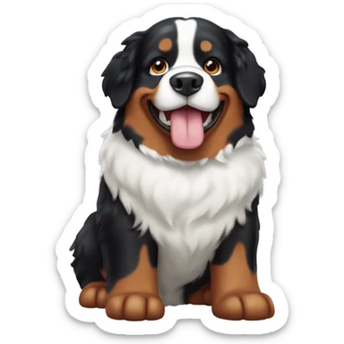 Bernese mountain dog wearing cow costume sticker