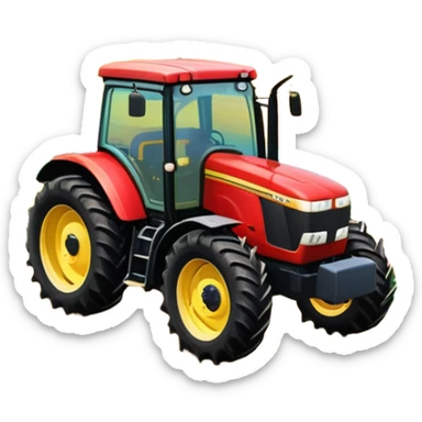 An icon showing close-up tractor in a colorful rural landscape, inspired by Farming Simulator 22. The design features vibrant fields, barns, and crops under a bright sky, with tractors working the land. The peaceful and immersive farming environment is highlighted with a transparent background sticker