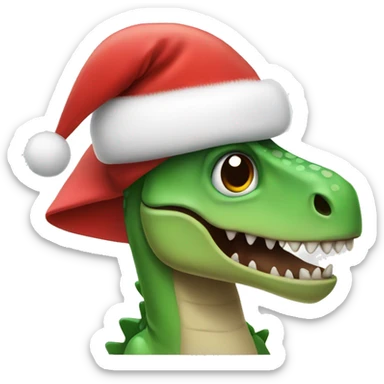 Dinosaur with a Christmas hat and a Christmas tutu sticker