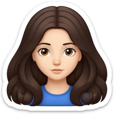 Caucasian girl with long voluminous dark brown hair with middle part, no bangs sticker