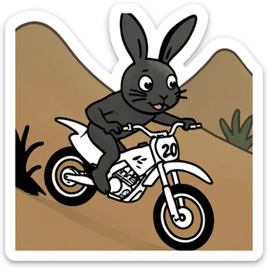 Black bunny on a dirt bike  sticker