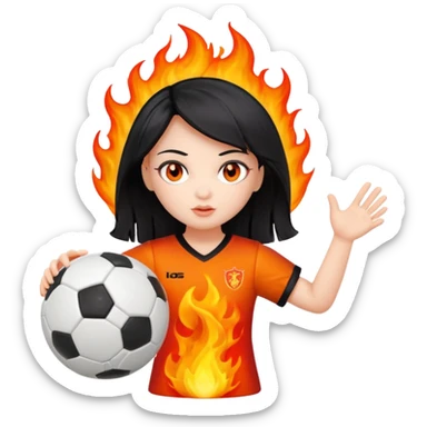 Boneca segurando uma Bola de futebol que está queimando sticker