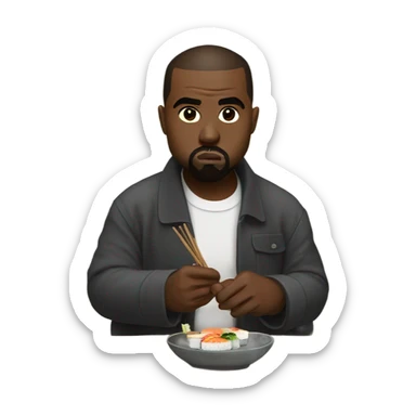 Kanye West eating sushi sticker