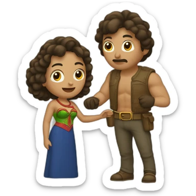 cacique y esposa, tomados de la mano sticker