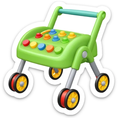 green baby walker with toys on it sticker