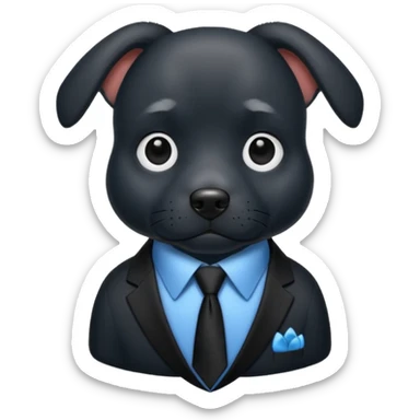 black dog with black tie,blue shirt sticker
