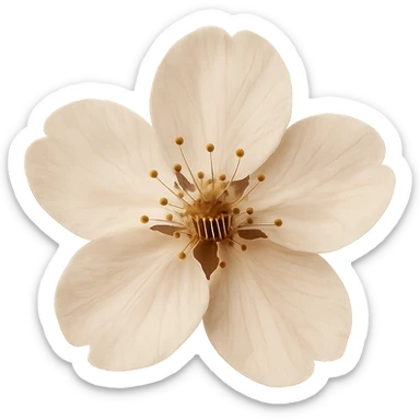 show  one beige cherry blossom without a stem , remove background sticker