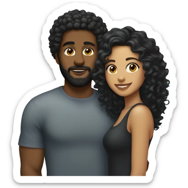 pretty latina with curly hair and attractive black boyfriend with beard  sticker