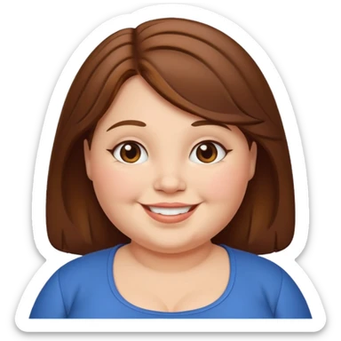 chubby lady with a brown hair sticker