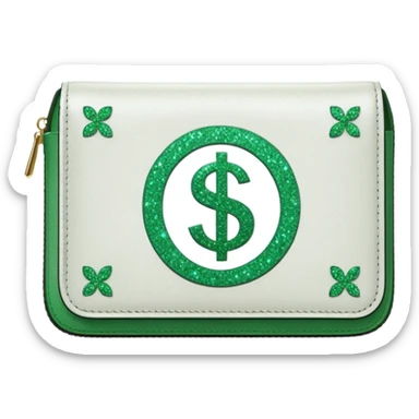 glitter white wallet green symbol $ sticker