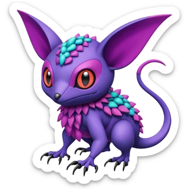  exotic tropical cyber-Stitch-Noibat-Trico-Fakémon-Pokémon-Vernid-creature sticker