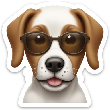 Brown and white dog with floppy ears wearing sunglasses  sticker