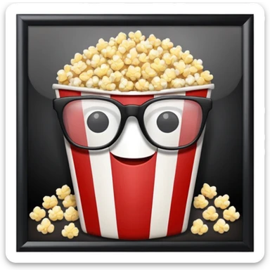 Movies cinema glasses and popcorn sticker