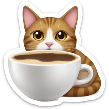 cat drinking a mocha sticker