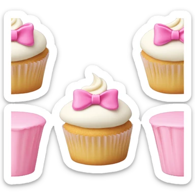 vanilla cupcake with a pink wrapper, and pink fondant bow on top  sticker