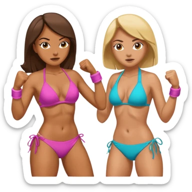 woman in bikini fighting woman bikini sticker