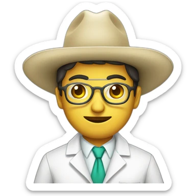 scientist in a labcoat and a mexican sombrero sticker